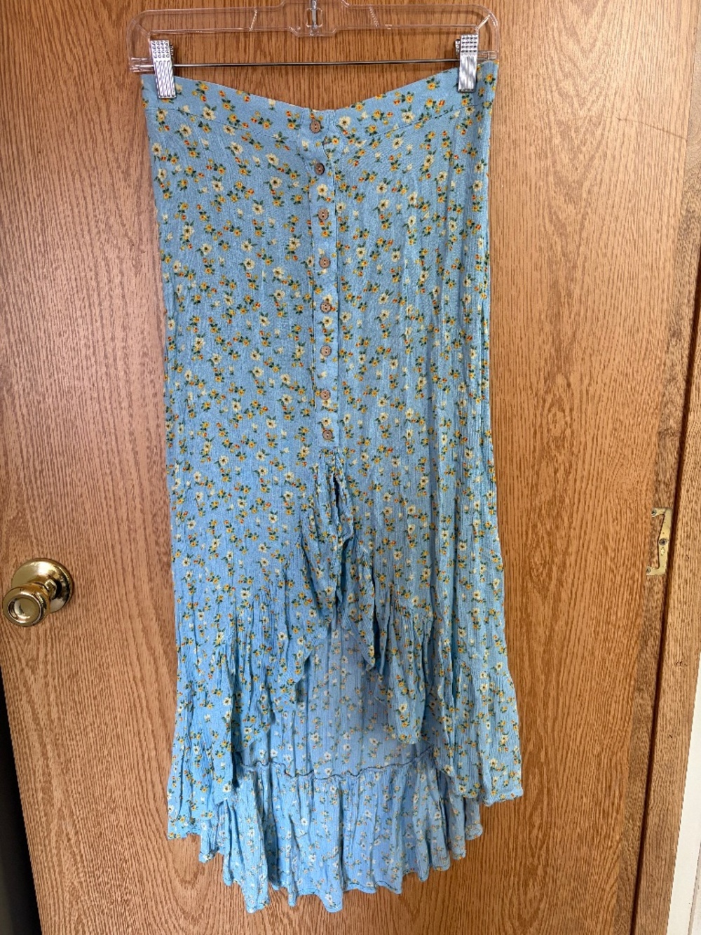 High-Low Maxi Skirt - Baby Blue Floral Size Small